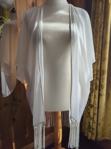 Chiffon fringed kimono m - chiffon,