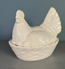 Egg Basket Holder Pottery Hen