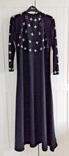 Abaya Jubba Ladies Arab Black Flared Size S Maxi Long Sleeve Modest Dress UK 8