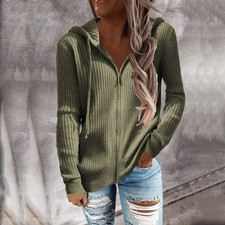 Women's Ribbed Zip Up Hoodie