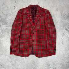 GUCCI Tailored Two-Button Checked Red Wool Blazer Jacket Mens Size 48