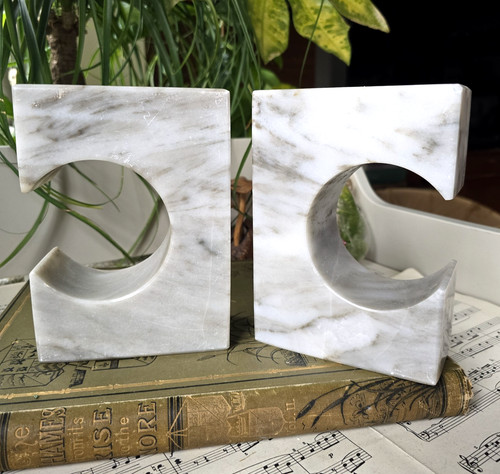 Vintage marble bookends - marble, art