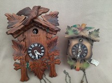 X 2 SMALL VINTAGE CUCKOO CLOCKS FOR SPARES