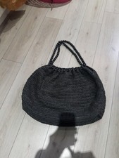 Ladies Primark Casual Large Black Bag With Beaded Handles
