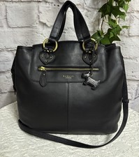 👜RADLEY “St Dunstan’s” Ladies Medium Leather Black Grab/Handbag With Strap👜