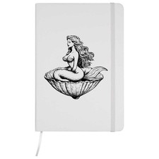 A5 'Mermaid Sitting in a Clam Shell' White Hardcover Ruled Notebook (NB00076176)