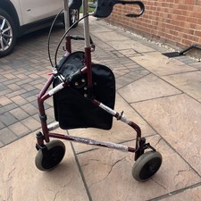 Invacare Tri Walker Three Wheel Rollator Mobility Walking Aid Burgundy, 