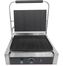 Commercial Electric Panini Machine Ribbed Top and bottom Griddle