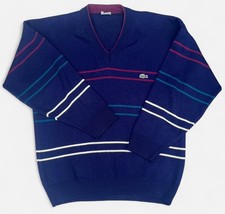 Chemise Lacoste V-Neck Navy Blue Sweater Jumper Made in France - XL
