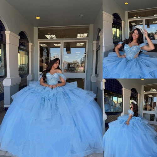 Sky blue quinceanera dresses - quinceanera,