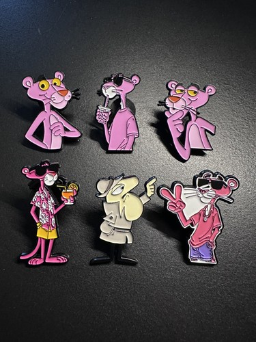 Pink panther enamel pin - pink,