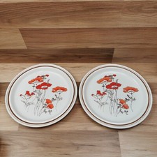 2 x Royal Doulton Fieldflower Lambethware Dinner Plates Poppies Pattern 26.5 cm