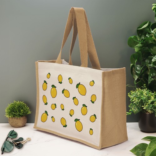 Lemon print tote bag yellow - lemon,