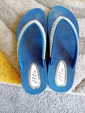 Ella  Blue flip flops Size 37EU 4uk Hardly Worn. With Jewel Detail To Straps. 