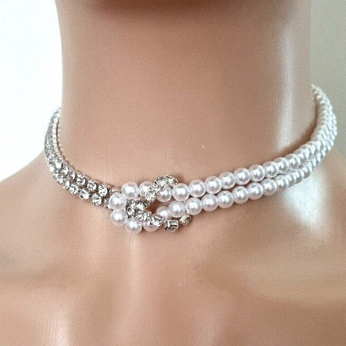 Elegant necklace choker silver - choker,