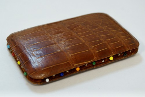 Vintage croc leather pin - vintage,