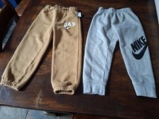 Nike Grey & Gap Tan Boys Tracksuit Bottoms x 2 aged 4 years & 4-5 years