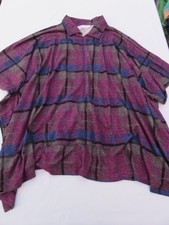 QVC CAROLE HOCHMAN BNWOT XL SOFT SHAWL CAPE PONCHO ONE SIZE -PURPLE MAUVE TARTAN