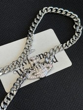Vivienne Westwood GRAZIELLA Silver Orb Necklace Choker Chain with drawstring