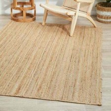 Rug Jute Square Shape Reversible 100% Jute Rug Braided Modern Rustic Look