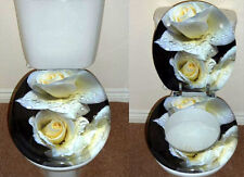 Printed MDF Resin Coated Designer Novelty Toilet Seat - White Rose Design