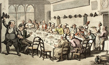 Hand-Coloured Thomas ROWLANDSON Engraving 1817 TABLE D’HOTE Ackermann