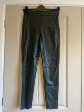 Free Postage until 15.12.25 Stylish Zara Green Faux Leather Trousers In Size S