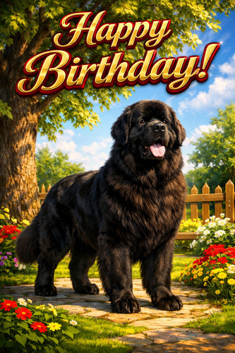Newfoundland birthday card - card, a5
