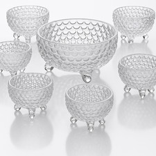 7Piece Glass Bowls Set Glass Fruit Triffle Salad Bowls Trifle Dessert Ice Cream