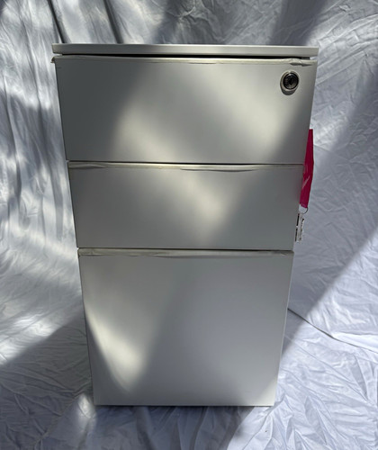White metal drawer lockable - white, 3-drawer