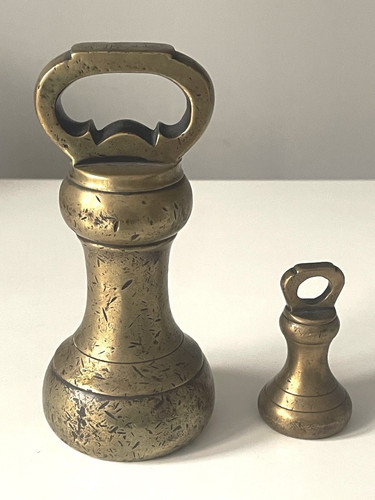 Antique brass bell weights - brass,