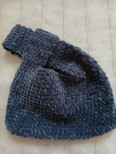 Handmade Crochet Tote Bag Made Soft Velvet Fabric  Gray Colour