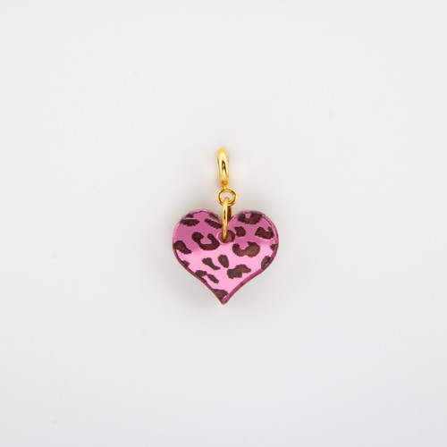 Leopard print heart - heart, charm