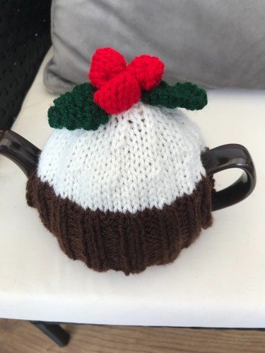 Hand knitted christmas pudding - knitted,