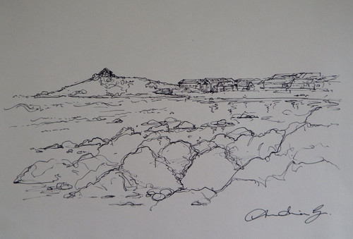 Ink drawing ives - ink, cornwall