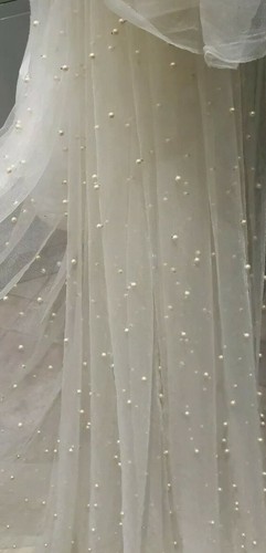 Cream pearl tulle fabric - pearl,