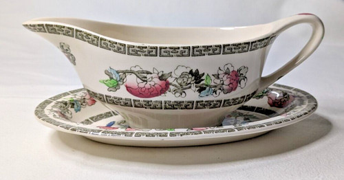 Indian tree pattern gravy boat - indian,