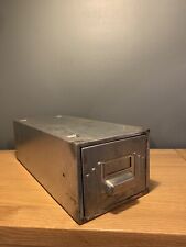 Vintage Mid Century Velos Stripped Industrial Drawer Metal Card Filing Cabinet