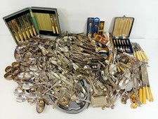 Bundle Vintage Cutlery Spoons Mixed Lot Some EPNS Silver Plated Metal Sets  #W2