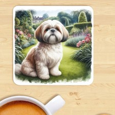 Shih Tzu Dog Coaster, Watercolour Print,  Gift, Present