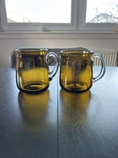 Pair Of Vintage Amber Glass