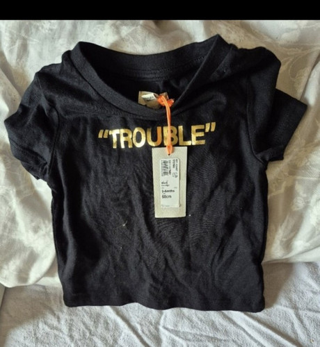 Boys black trouble slogan - boys,