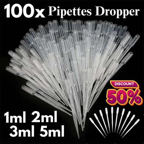 100x clear plastic pipettes - 100x,