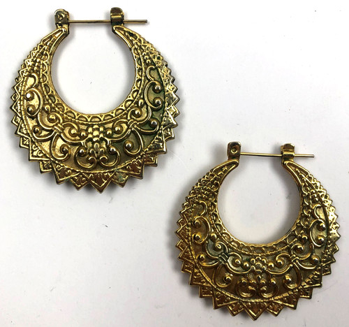 Gold tone embossed metal - tone, hoop