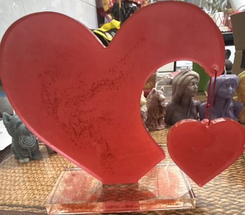 Handmade red glass heart - handmade,