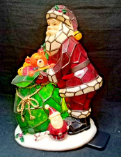 Plastic Imitation Stained Glass Santa Father Christmas Decoration Ornament