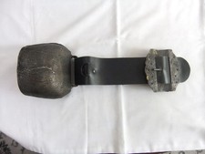 Vintage Metal Cow Bell & Leather Strap & Buckle Height 12 x 10 cm Ex. Strap