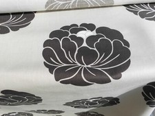 Romo Miraflores Latte ground Dk Brown Floral Linen Fabric full width x 3m