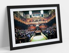 BANKSY MONKEY PARLIAMENT -ART FRAMED POSTER PICTURE PRINT ARTWORK- GREEN