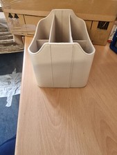 Londo Leather Remote Control Organizer and Caddy with Tablet Slot CREAM